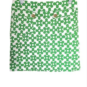 Melly M Green and White with front pockets Mini Skirt..Size 2